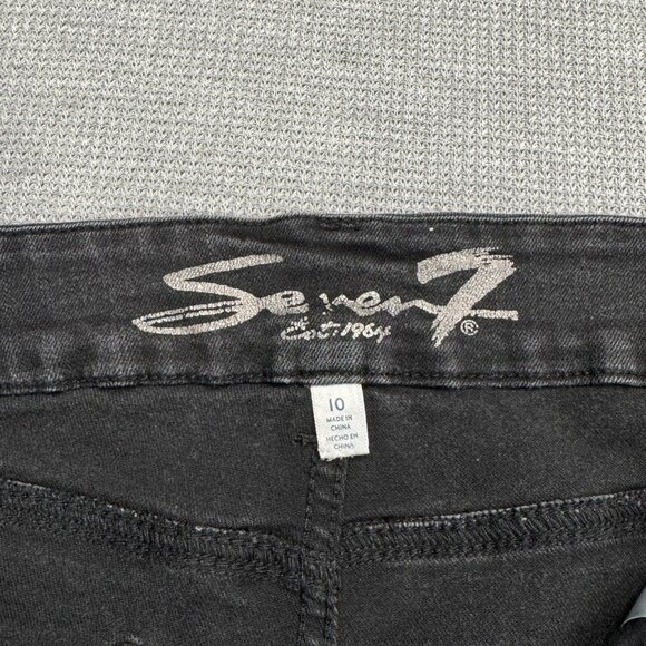 Seven7 Womens Black Distressed Denim Tummyless High Rise Skinny Jeans Size 10 - Picture 8 of 16